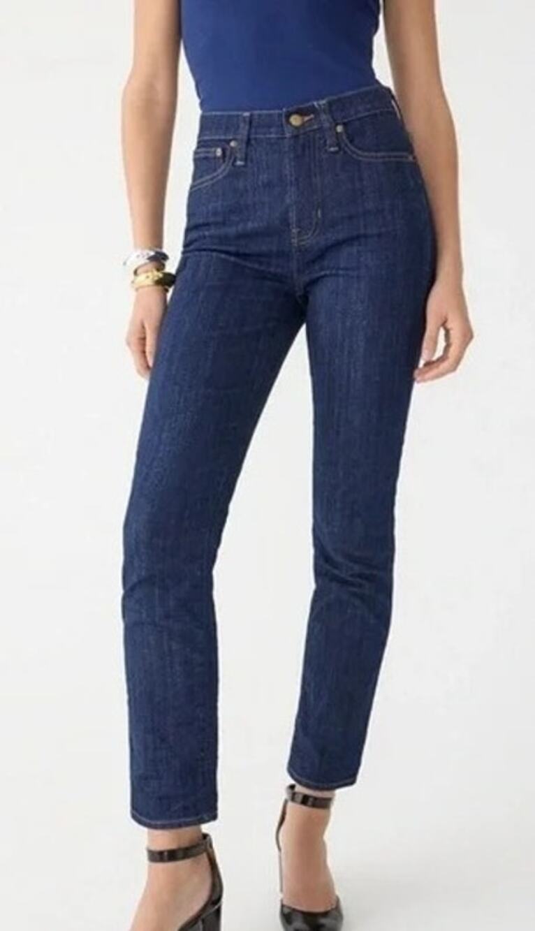 J. Crew 9" Vintage Slim Straight Ankle Cropped Stretch Jean 28 Indigo Dark Blue